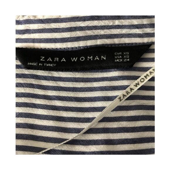 Zara Woman Button Down Blue Striped Lightweight Blouse Size XS - Picture 6 of 7